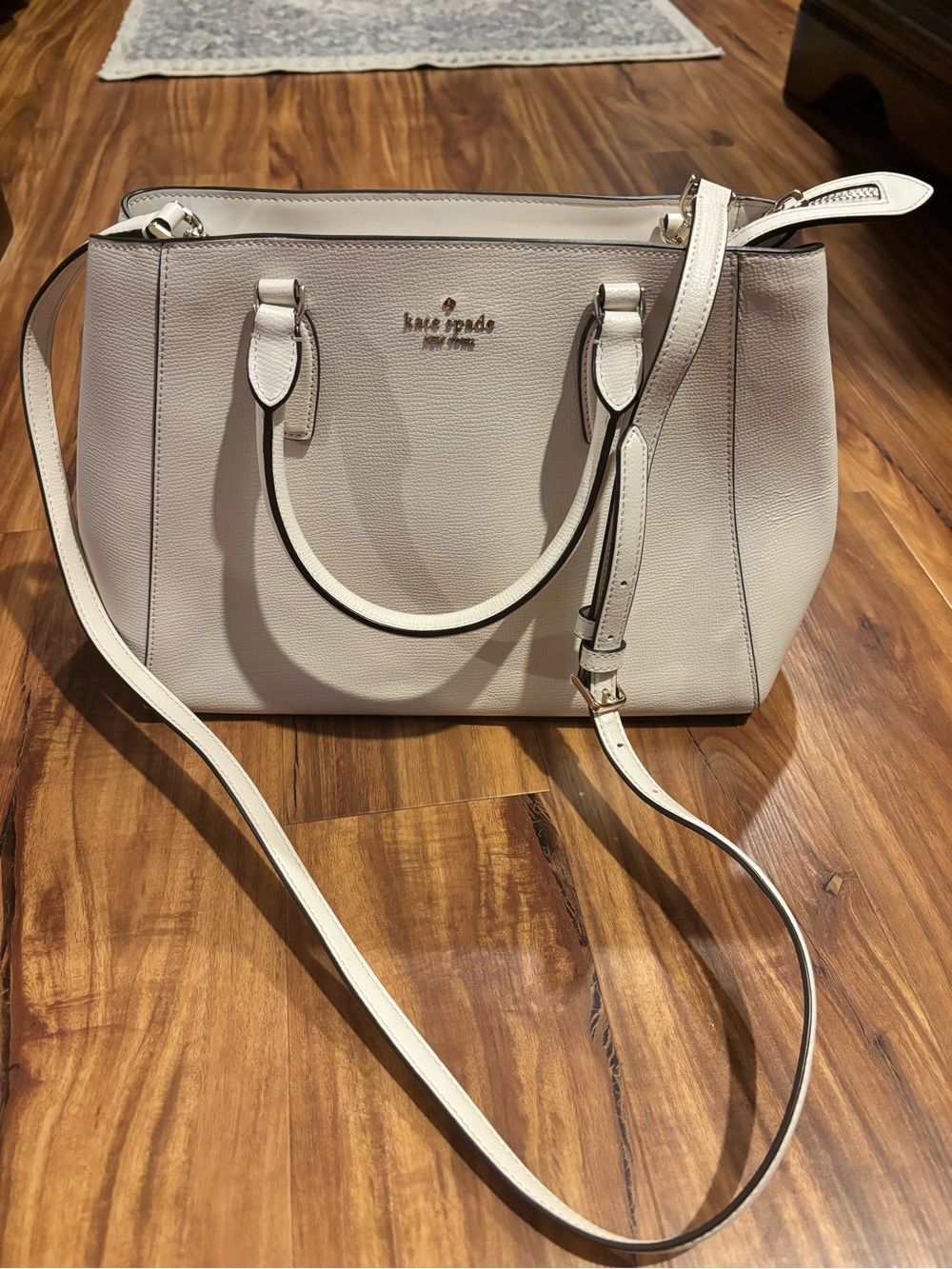 kate spade Pebbled Leather Satchel in Light Pink-Cream